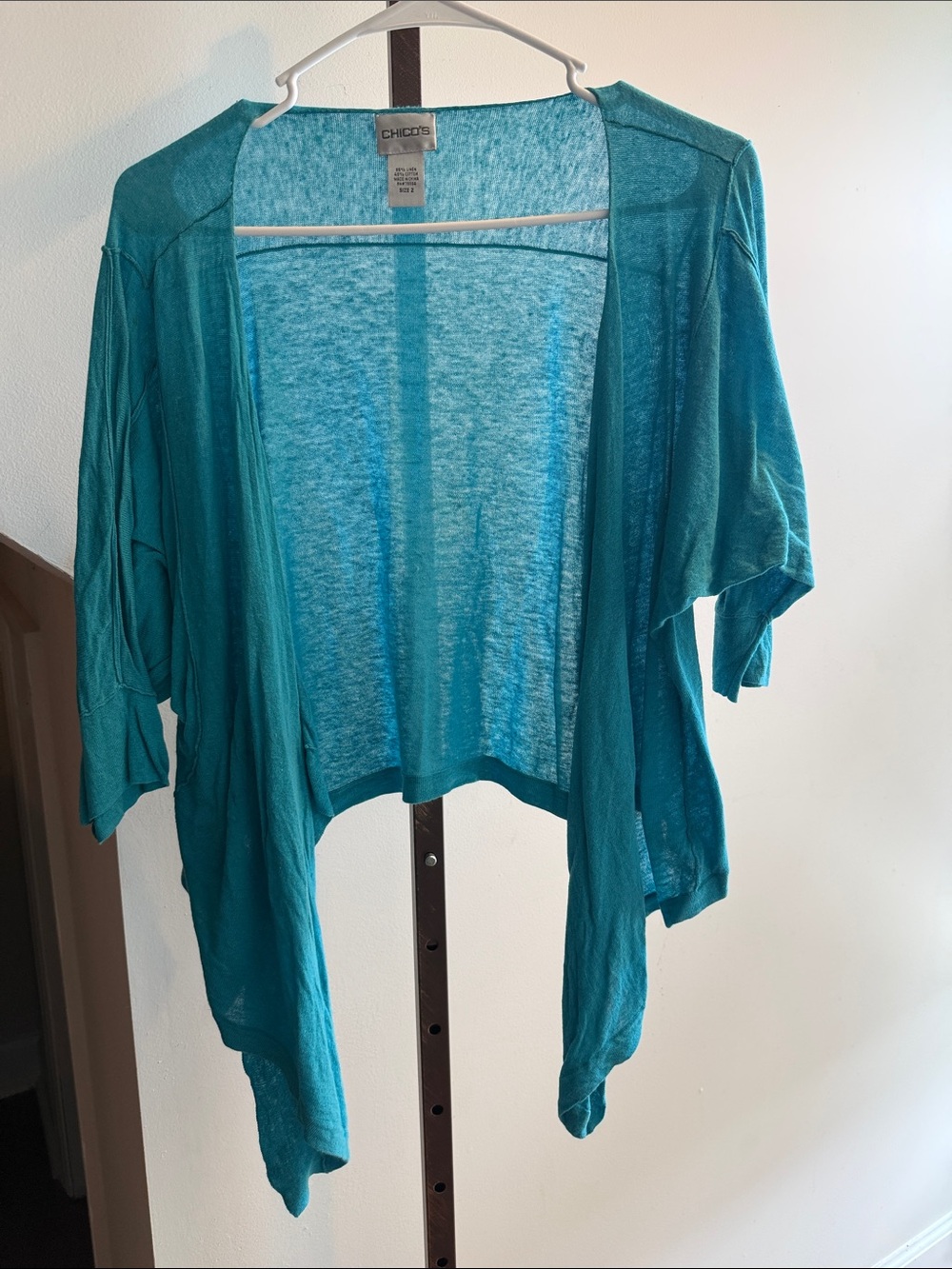 Chico's Teal Open-Front Drapey Cardigan